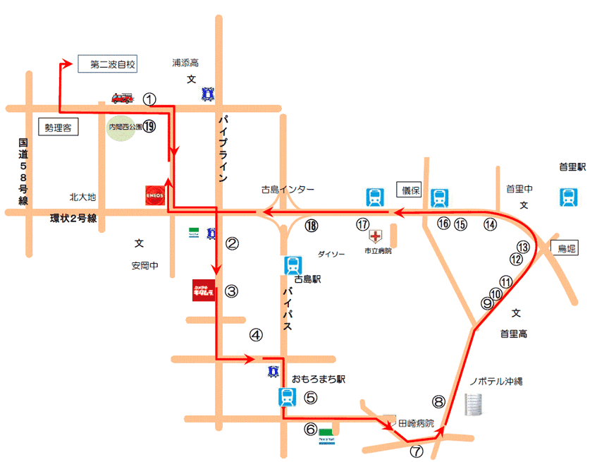 真嘉比・鳥堀線　路線図